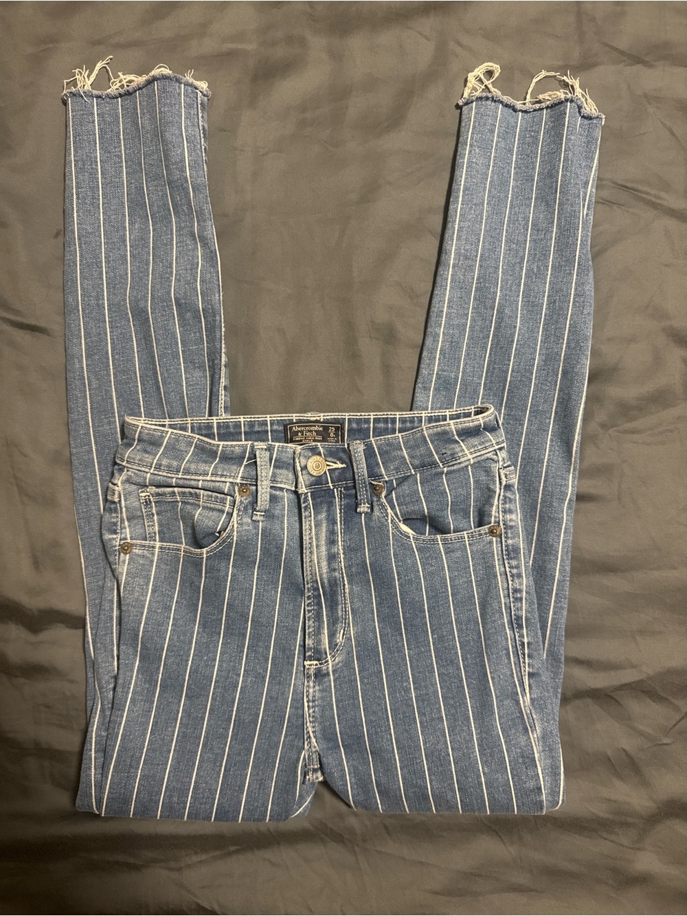 Abercrombie & Fitch Striped Blue Women's High-Rise Skinny Jeans